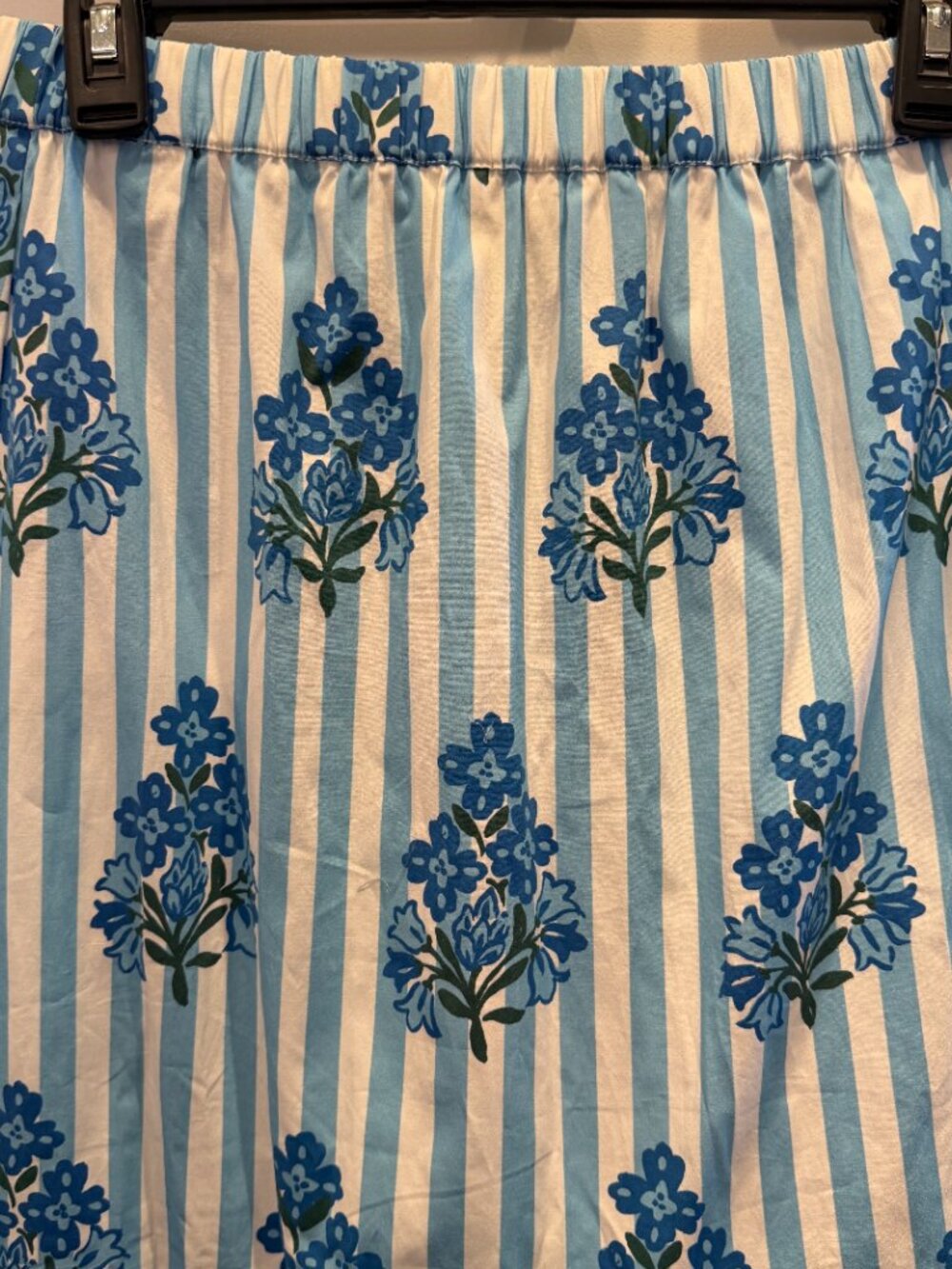 NWT Sail to Sable Hydrangea w/ Stripe Stretch Waist Poplin Skirt Sz S - Picture 2 of 6